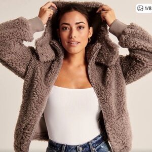 Abercrombie & Fitch Cozy Brown Sherpa Fleece Jacket 🤎